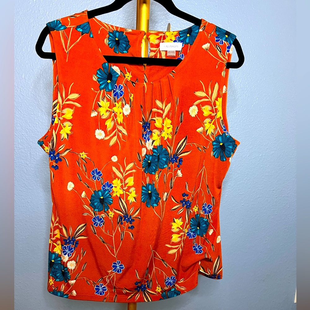 Calvin Klein vibrant floral sleeveless top XL